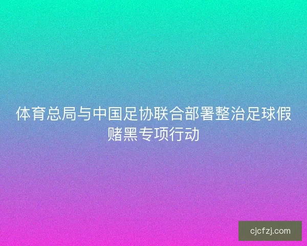 体育总局与中国足协联合部署整治足球假赌黑专项行动